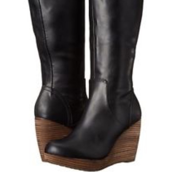 black wedge boots wide calf